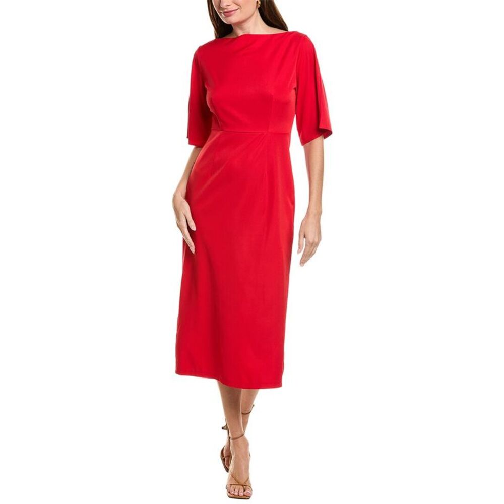 Ipponelli Womens  Solid Midi Dress, Red